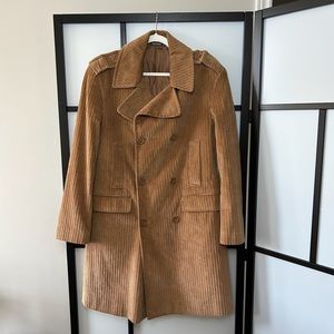 [EU50] Vintage Baril Bates Men’s Tan Brown Ribbed Corduroy Trench Coat